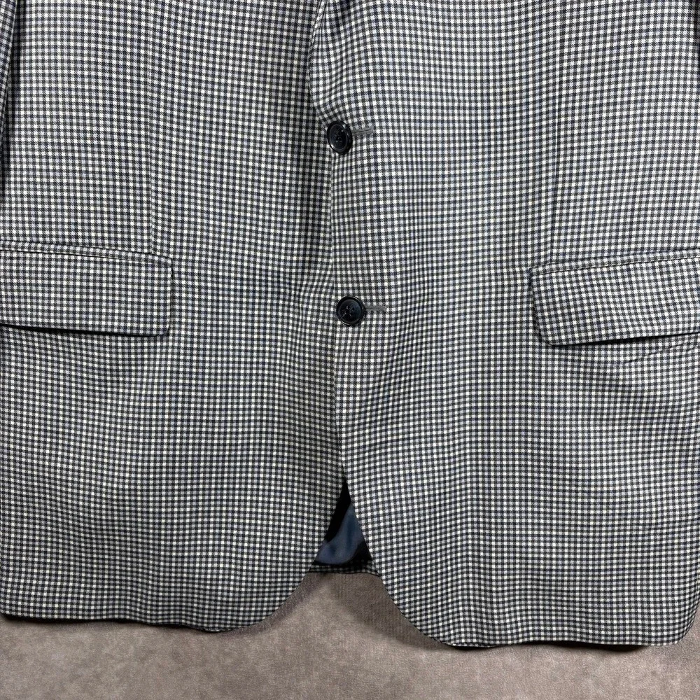 Peter Millar Wool Blazer Sport Coat Mens Size 46T Blue Houndstooth Two-Button